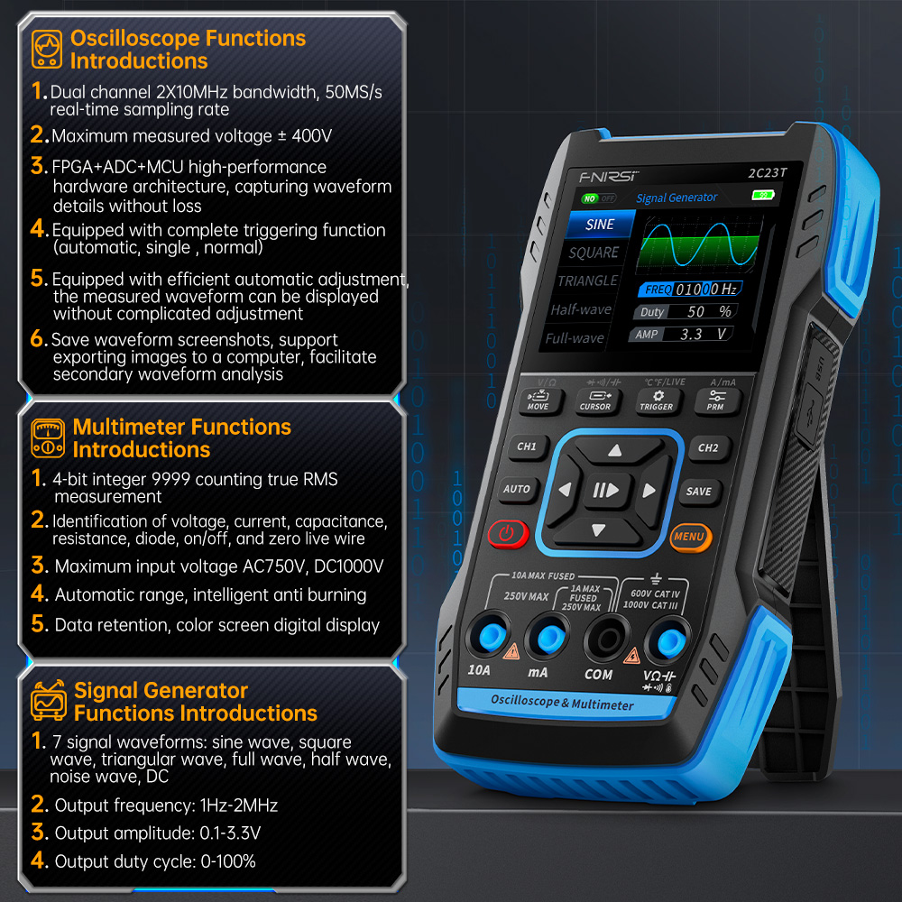 2C23T 3-in-1 Digital Oscillosc - Fnirsi Digital Oscilloscope Handheld review and price