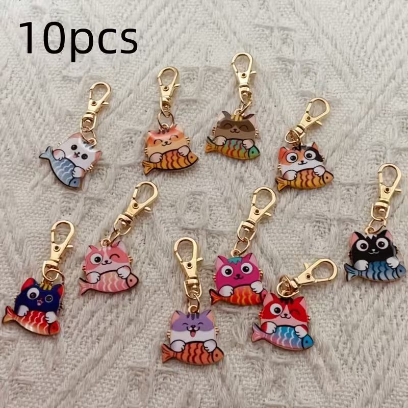 10pcs alloy printed cat keycha - Packaging review and price